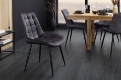 Design Stuhl ROADSTAR grau Samt schwarze Metallbeine