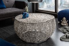 Filigraner Design Couchtisch ABSTRACT LEAF 80cm silber Handarbeit