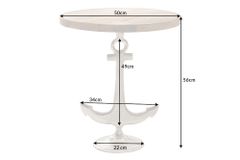 Maritimer Beistelltisch SEVEN SEAS 50cm silber Anker-Design rund Mangoholz Metall