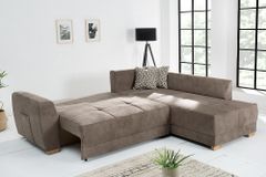 Modernes Ecksofa NORWAY 250cm taupe Microfaser Schlafsofa mit Bettkasten Federkern