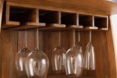Vintage Weinregal BODEGA 90cm natur Mangoholz Barschrank Fass für 15 Flaschen
