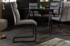 Moderner Freischwinger Stuhl COMFORT grau mit Komfortgriff