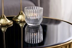 Filigraner Design Beistelltisch VARIATION 50cm gold Metall rund Schwarzglas Handarbeit