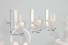 Extravagante Kleiderhaken FINGERS gold Metall-Aluminium 3er Set Wandgarderobe