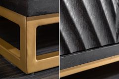Massiver Barschrank SCORPION 141cm schwarz Mangoholz mit 3D Schnitzereien