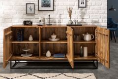 Massives Sideboard AMAZONAS 160cm Mangoholz natürliches Front Design