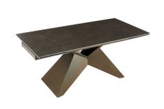 Design Esstisch DIAMOND 180-260cm rost Keramik Metallgestell bronze