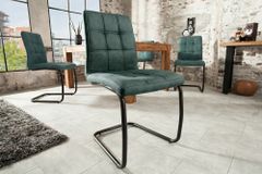 Design Freischwinger Stuhl MODENA vintage petrol Microfaser mit Ziersteppung