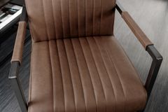Moderner Freischwinger Stuhl BIG ASTON Echtleder vintage braun Taschenfederkern Metall