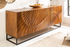 Massives Sideboard SCORPION 180cm braun Mangoholz aufwendige 3D Schnitzereien