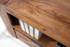 Massives TV-Board MAKASSAR 130cm braun Sheesham stone finish Lowboard zwei Schubladen