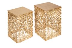 Filigranes Beistelltisch 2er Set ABSTRACT LEAF 45cm gold Handarbeit