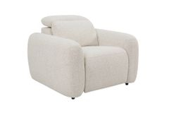 Sessel MILANO 110cm beige Bouclé Tweed Soft elektrisch verstellbare Fuß- und Kopfstütze