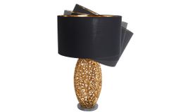 Design Tischlampe ABSTRACT LEAF gold Metall schwarz Marmorfuß handmade