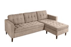 Retro Ecksofa STOCKHOLM 220cm taupe Cord Federkern 3-Sitzer