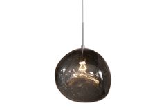 Runde Hängelampe LIQUID DIAMOND 35cm smoke Glas Stahl Kugelleuchte