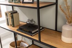 Industrial Bücherregal SLIM LINE 185x135cm Wildeiche schwarz sechs Regalböden