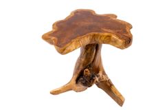 Massiver Beistelltisch ROOT 40cm Teakholz mit Jahresringen