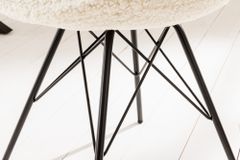 Design Stuhl SCANDINAVIA MEISTERSTÜCK creme Bouclé schwarze Metallbeine