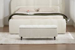 Extravagante Polsterbank EN VOGUE 120cm beige Cremona Chenille Sitzbank mit Stauraum