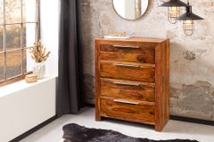 Massivholz Kommode PURE 100cm braun stone finish Sheesham mit vier Schubladen