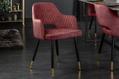 Eleganter Stuhl PARIS bordeaux Vogue Seidenstoff Samt goldene Fußkappen und Armlehnen