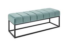 Moderne Sitzbank PETIT BEAUTÉ 110cm salbei mint Samt schwarzes Gestell