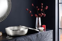 Handgefertigte Schale ORIENT 40cm silber Metall rund mit Deckel Schmuck-Dose