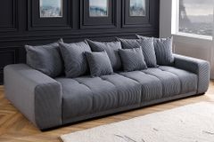 Modernes XXL Sofa ELEGANCIA 285cm anthrazit Cord inklusive Kissen Bigsofa