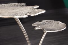 Dekorativer Beistelltisch GINKGO LEAFS 50cm silber handmade Metall