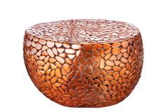 Runder Couchtisch STONE MOSAIC 75cm kupfer Metall Mosaik handmade