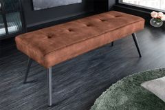 Design Sitzbank BOUTIQUE 100cm rostbraun Samt schwarze Metallbeine Polsterbank