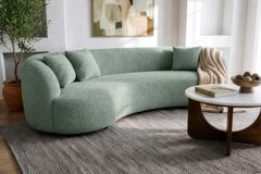 Organisches Sofa ATELIER 230cm salbei Bouclé 3-Sitzer Couch inkl. Kissen