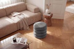 Runder Polsterhocker VOGUE 40cm champagner grau Samt mit Stauraum