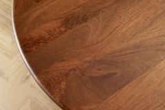 Runder Esstisch ARTE 120cm braun Mangoholz massiv mit markantem Gestell