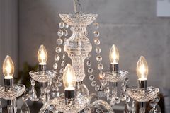 Eleganter Kronleuchter CRYSTAL 55cm klar Acryl 5-armig Lüster