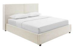 Design Boxbett ROCCO 140x200cm beige Cord mit Stauraum und Lattenrost
