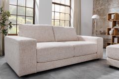 Großes Sofa LOFT 210cm champagner beige Chenille 3-Sitzer Couch Taschenfederkern