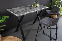 Industrial Bartisch WILD 120cm grau Wildeichen-Design schwarz Metall X-Gestell