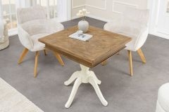Massiver Esstisch HAMPTONS 70cm hellbraun creme recycelte Pinie Bistrotisch