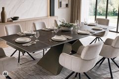 Design Esstisch DIAMOND 180-260cm rost Keramik Metallgestell bronze