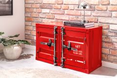 Container-Schrank GLOBETROTTER 80cm rot Metall Couchtisch mit Flügeltüren Kommode