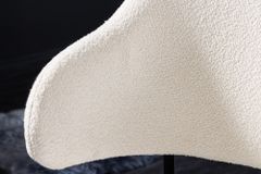 Design Stuhl VOGUE weiß Bouclé schwarze Metallbeine