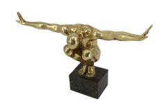 Deko-Figur HIGH DIVER 50cm gold schwarz handmade Athleten-Skulptur