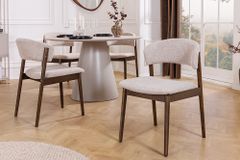 Design Stuhl VALHALLA WOOD braun Eiche smoke Walnuss Massivholz beige Strukturstoff