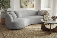 Modernes Sofa ATELIER 230cm grau Bouclé  3-Sitzer Couch inkl. Kissen