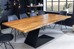 Massiver Esstisch MAMMUT BALANCE 200cm natur braun Akazie schwarz Baumkante