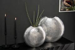 Elegantes Vasen 2er Set ORIENTAL 44cm silber im Grid Hammerschlag Design