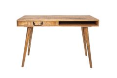 Massiver Schreibtisch RETRO 120cm Mangoholz Bürotisch mit Schublade