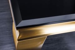 Eleganter Couchtisch MODERN BAROCK 100cm schwarz Opalglas goldene Beine